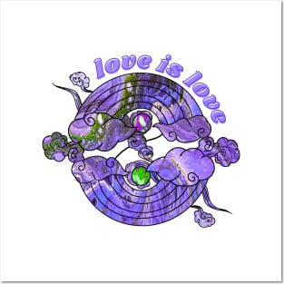 Love is Love Rainbows - Purple & Green Posters and Art